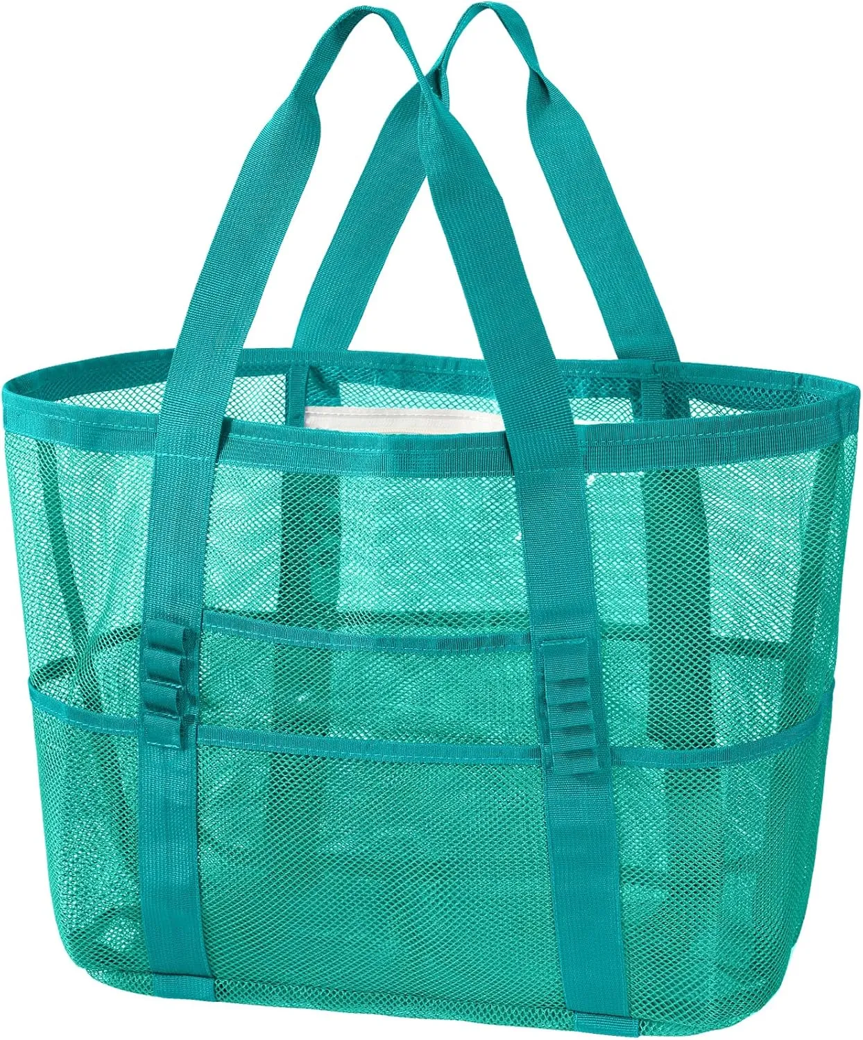 KPX Mesh Beach Bag, Large Beach Tote Bags for Women Foldable Mesh Swimming Pool Bag with Mini Pockets - Sandproof, Waterproof