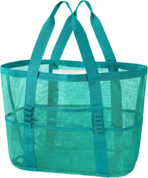 KPX Mesh Beach Bag, Large Beach Tote Bags for Women Foldable Mesh Swimming Pool Bag with Mini Pockets - Sandproof, Waterproof