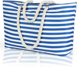 KUAK Beach Bags for Women Extra Large Beach Tote Bag with Top Zipper, 3 Inner Pockets Waterproof Sandproof Swim Pool Bag