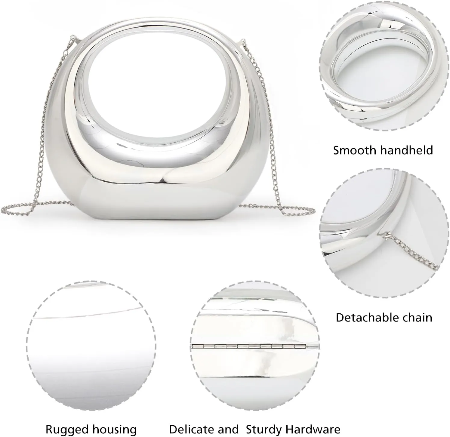 KUANG! Acrylic Evening Handbag for Women Moon Shape Purse Top Handle Clutch Evening Shoulder Bag for Party