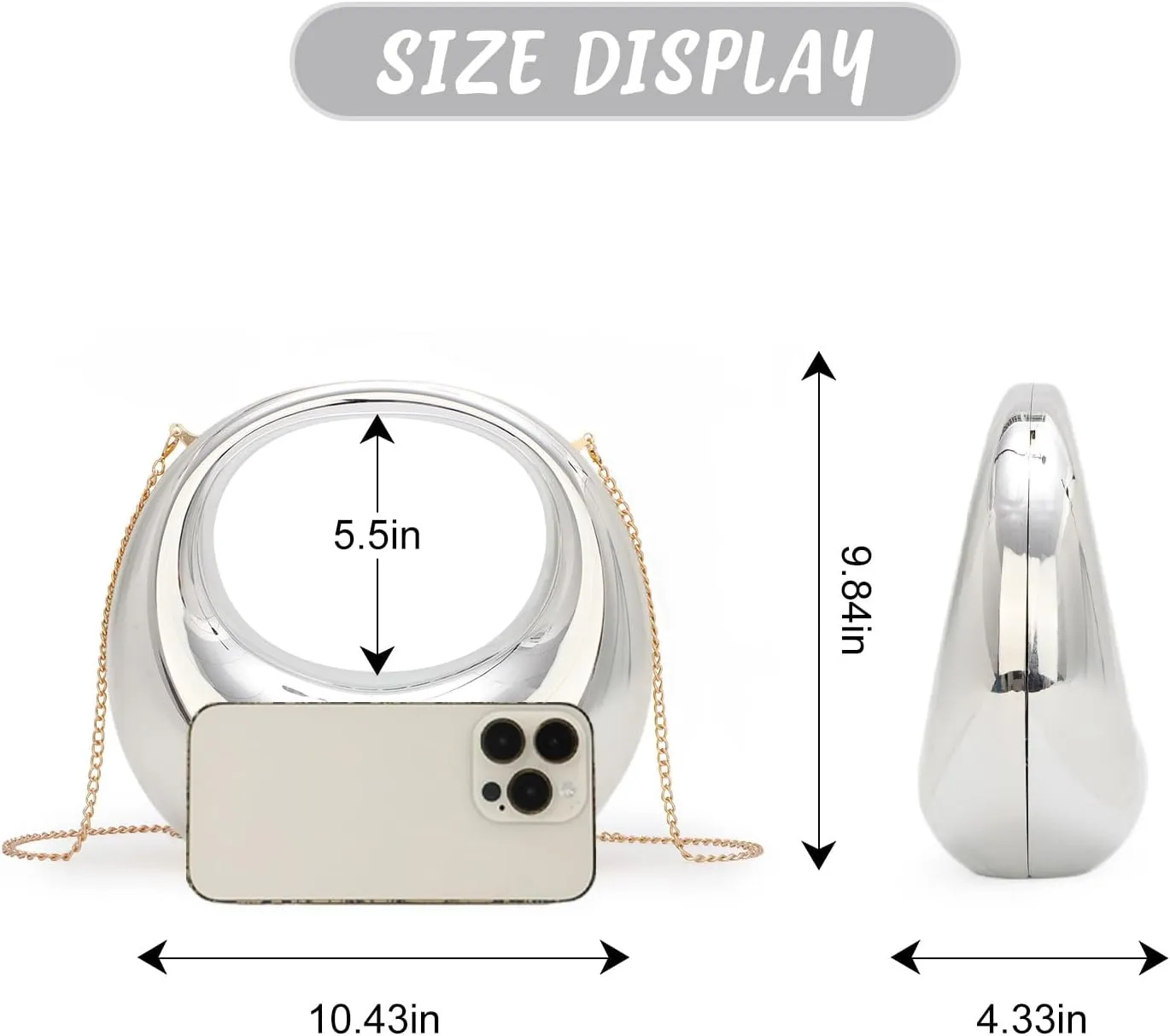 KUANG! Acrylic Evening Handbag for Women Moon Shape Purse Top Handle Clutch Evening Shoulder Bag for Party
