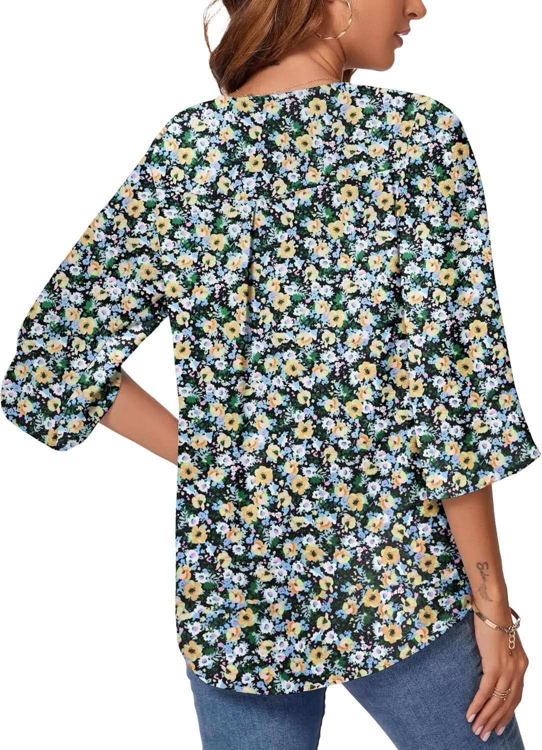 KUOTAI Womens Summer Tops Dressy Casual Shirts 3/4 Sleeve Work Blouse Business Casual Shirts