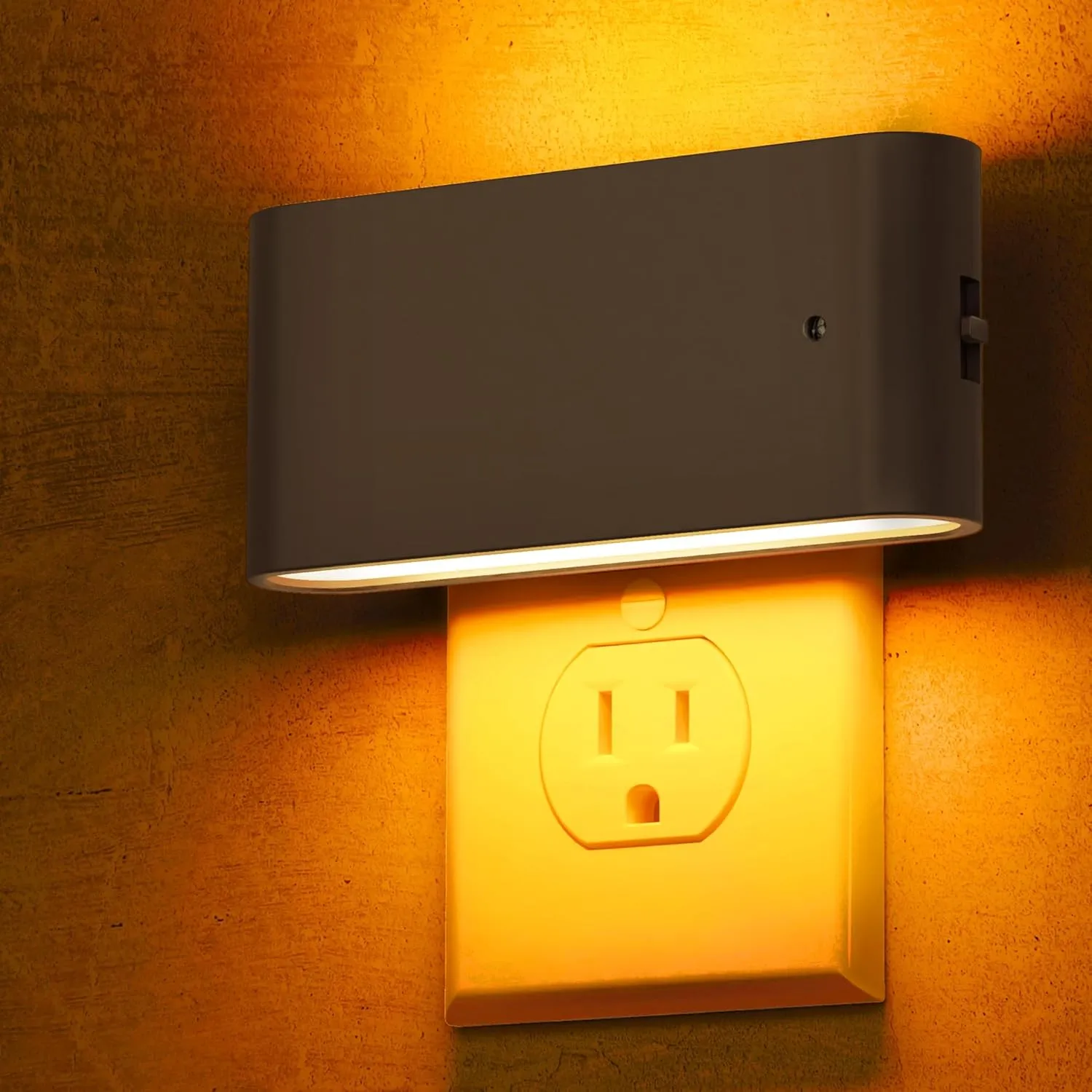 L LOHAS LED Night Light, 2 Pack Dimmable Modern LED Night Lights Plug into Wall,Dusk to Dawn Sensor Night Lights for Kid, 0-100LM 2000K Amber Nightlight for Hallway Bedroom Stairway