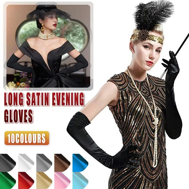 Ladies Long Satin Gloves Opera Costume Bridal Party Prom Wedding Womens Glove Au