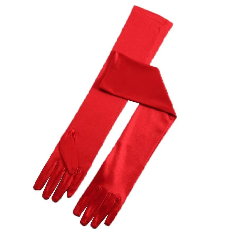 Ladies Long Satin Gloves Opera Costume Bridal Party Prom Wedding Womens Glove Au