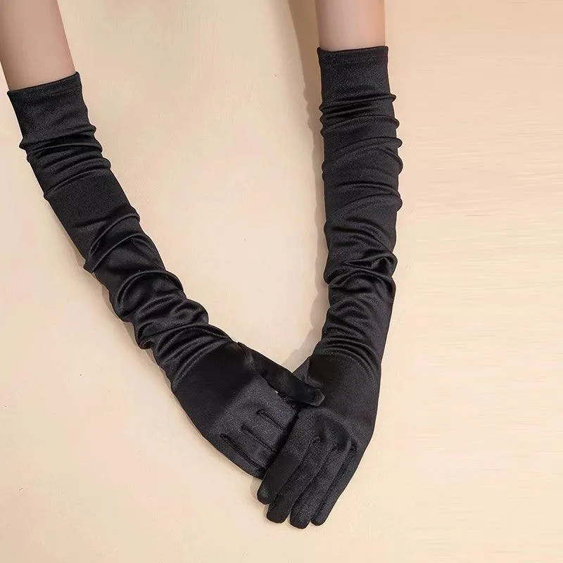 Ladies Long Satin Gloves Opera Costume Bridal Party Prom Wedding Womens Glove Au