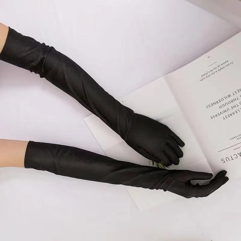 Ladies Long Satin Gloves Opera Costume Bridal Party Prom Wedding Womens Glove Au