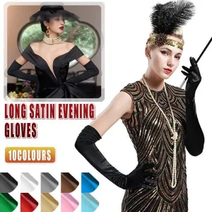 Ladies Long Satin Gloves Opera Costume Bridal Party Prom Wedding Womens Glove Au