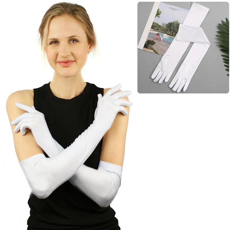 Ladies Long Satin Gloves Opera Costume Bridal Party Prom Wedding Womens Glove Au