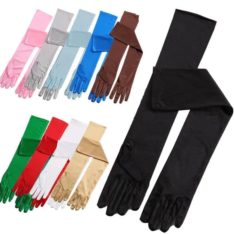 Ladies Long Satin Gloves Opera Costume Bridal Party Prom Wedding Womens Glove Au