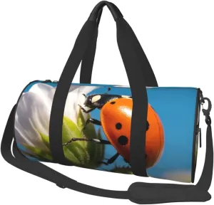 Ladybug Print Round Large Capacity Travel Luggage Bags,Men's and Women's Hand-Held Travel Clothing Bags