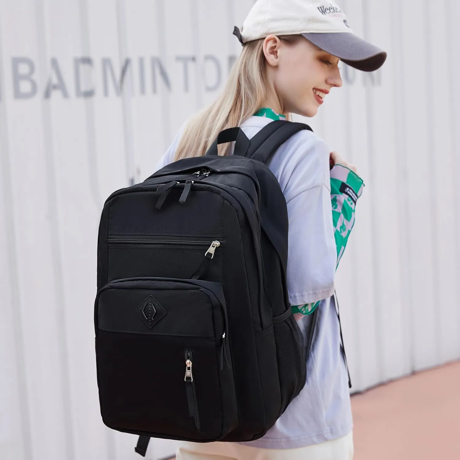 Laptop Backpack 17 inch for Women Men Large College Bookbags Waterpoof Work Business Travel Backpacks Kids School Bag for Girls Boys Students Teens Elementary Schoolbag Casual Daypack Sport -Black
