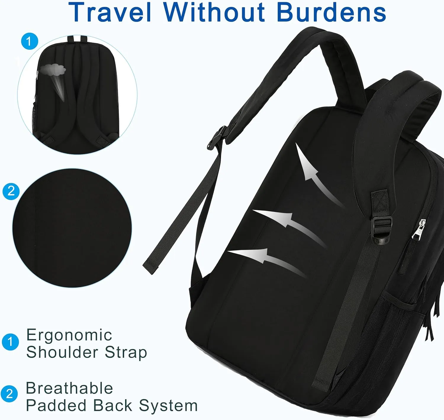 Laptop Backpack 17 inch for Women Men Large College Bookbags Waterpoof Work Business Travel Backpacks Kids School Bag for Girls Boys Students Teens Elementary Schoolbag Casual Daypack Sport -Black