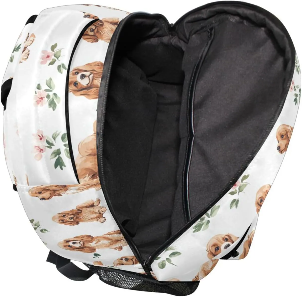 Laptop Backpack for Women Men Waterproof Diaper Bag Backpack with Chest Strap Gift Men & Women Cartoon Cute Cocker Spaniel Dogs White