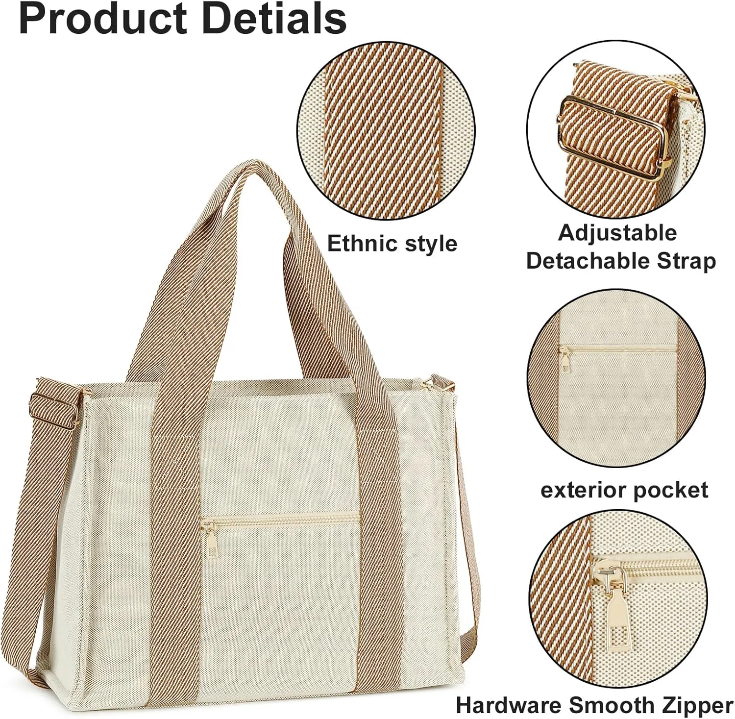 Laptop Tote Bag for Women Work 15.6 inch Canvas Shoulder Bags Computer Messenger Purse Teacher Handbag Office Briefcase
