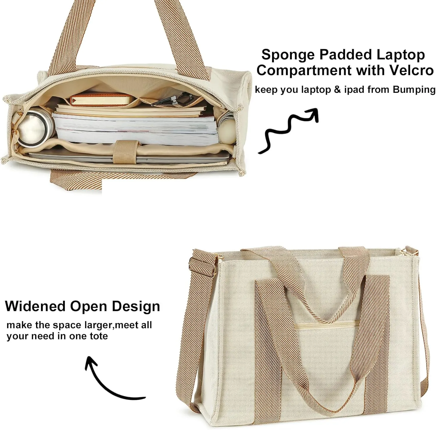 Laptop Tote Bag for Women Work 15.6 inch Canvas Shoulder Bags Computer Messenger Purse Teacher Handbag Office Briefcase