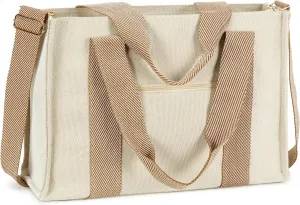 Laptop Tote Bag for Women Work 15.6 inch Canvas Shoulder Bags Computer Messenger Purse Teacher Handbag Office Briefcase