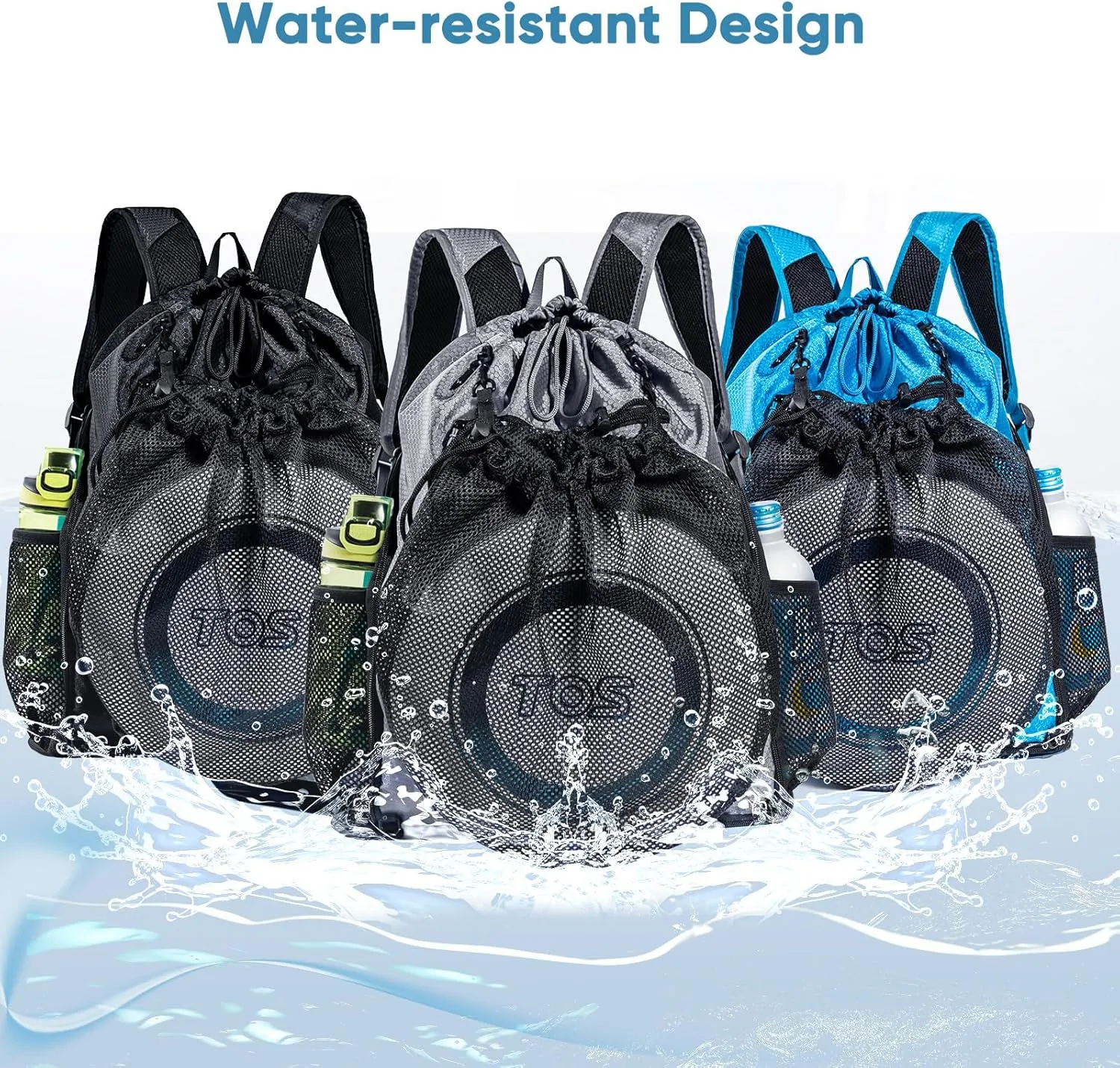 Large Beach Backpack Waterproof Sandproof - Customized Oversized Drawstring Pool Bag with Shoe Compartment for Toiletries, Towels, Gym, Travel