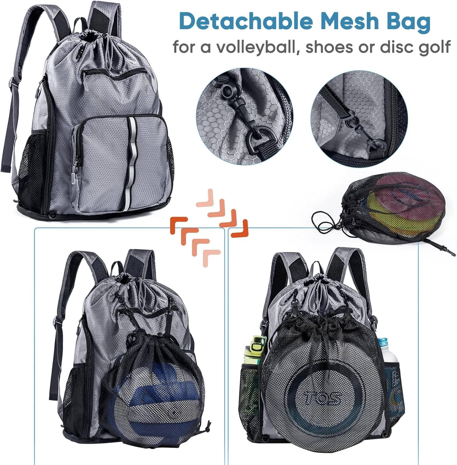 Large Beach Backpack Waterproof Sandproof - Customized Oversized Drawstring Pool Bag with Shoe Compartment for Toiletries, Towels, Gym, Travel