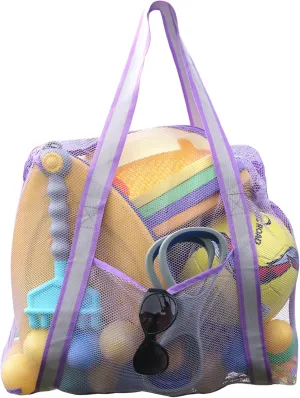Large Beach Bag with Zipper - Lightweight Mesh Bag for Swimming Pool Sand Toys