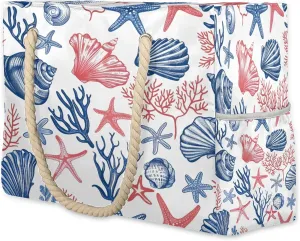 Large Beach Bags for Women and Men, Waterproof Tote with Zipper, Reusable Grocery Shopping Shoulder Bag