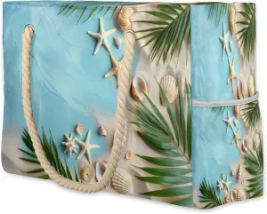 Large Beach Bags for Women and Men, Waterproof Tote with Zipper, Reusable Grocery Shopping Shoulder Bag