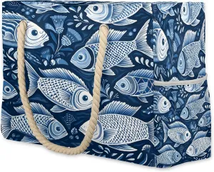 Large Beach Bags for Women and Men, Waterproof Tote with Zipper, Reusable Grocery Shopping Shoulder Bag