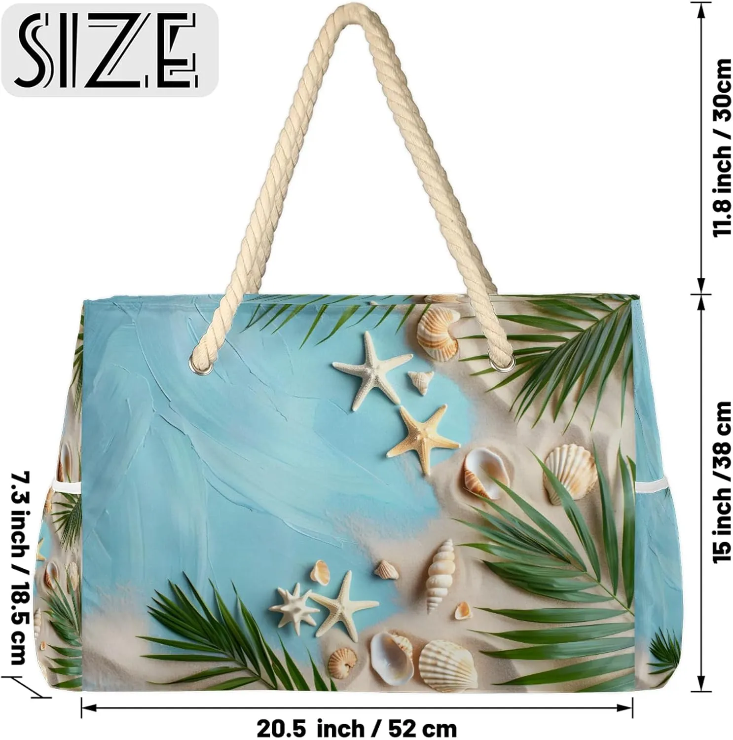 Large Beach Bags for Women and Men, Waterproof Tote with Zipper, Reusable Grocery Shopping Shoulder Bag