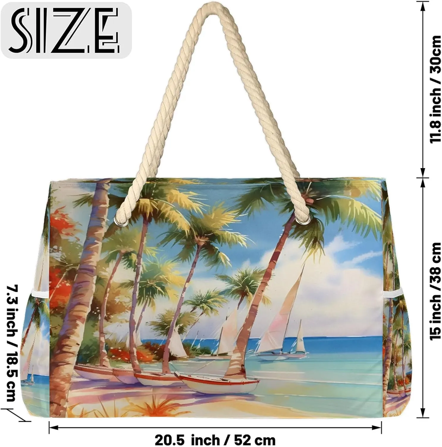 Large Beach Bags for Women and Men, Waterproof Tote with Zipper, Reusable Grocery Shopping Shoulder Bag