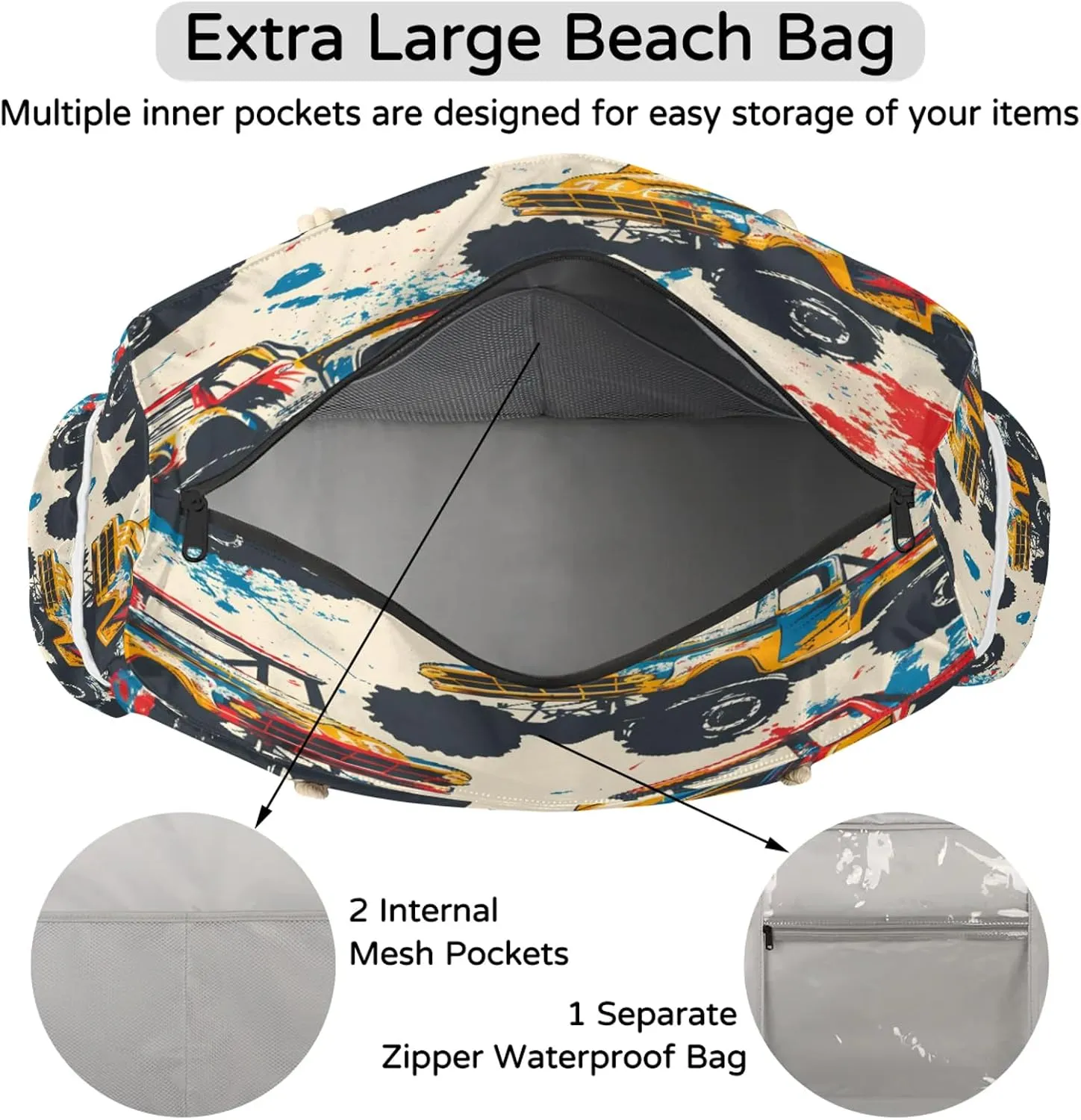 Large Beach Bags for Women with Zipper Beach Tote Bag Waterproof Sandproof Gym Swim Pool Grocery Travel Bag