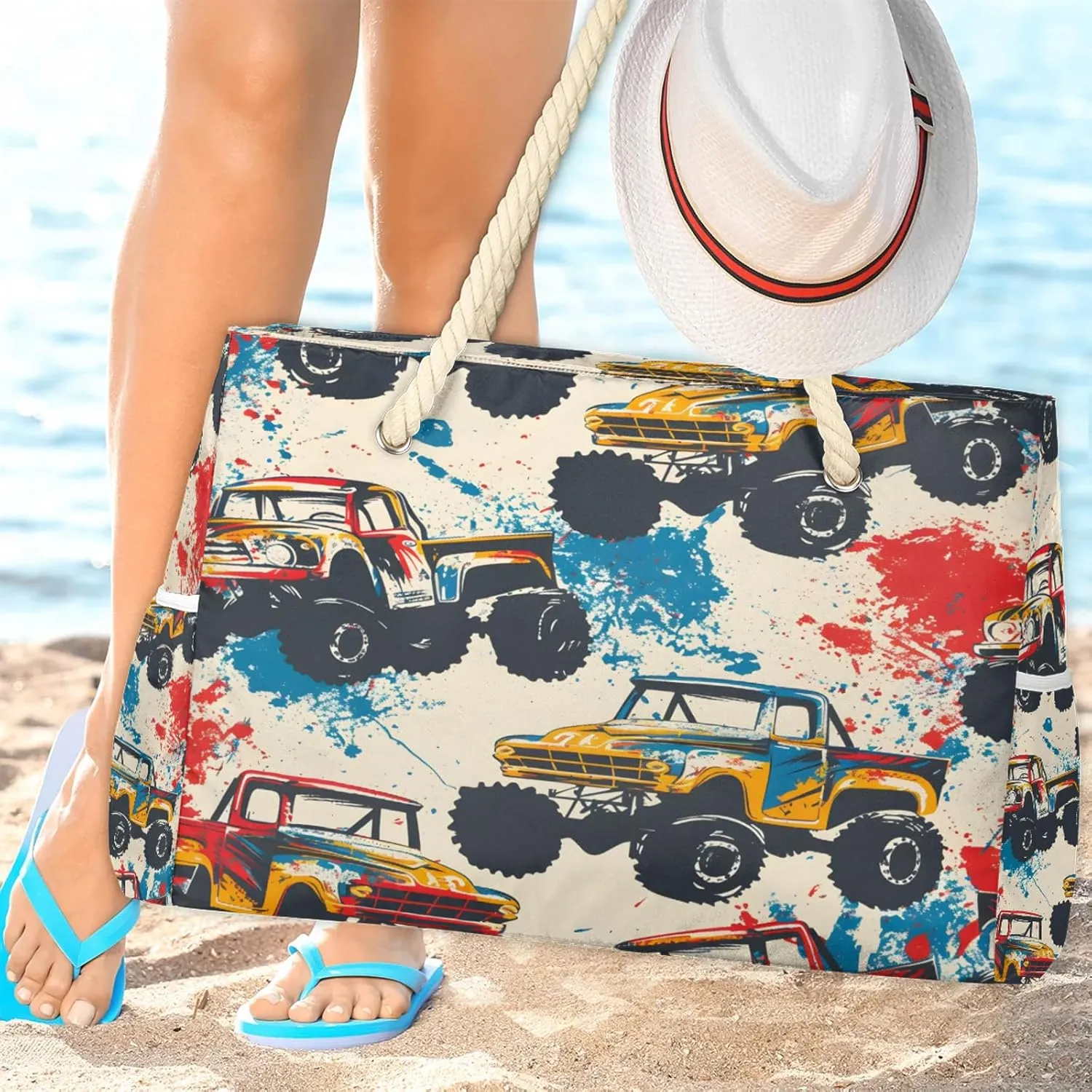 Large Beach Bags for Women with Zipper Beach Tote Bag Waterproof Sandproof Gym Swim Pool Grocery Travel Bag