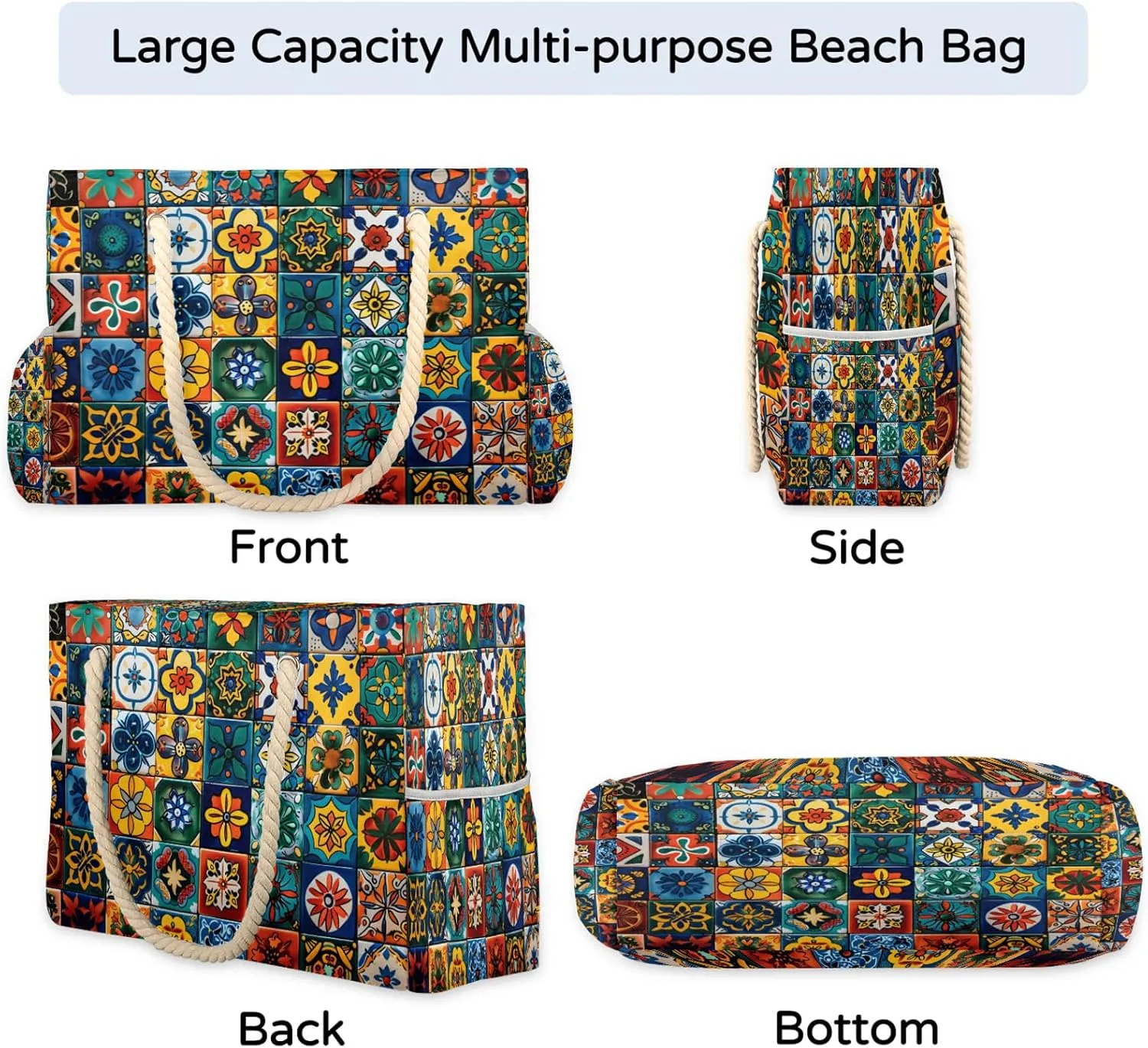 Large Beach Bags for Women with Zipper Beach Tote Bag Waterproof Sandproof Gym Swim Pool Grocery Travel Bag