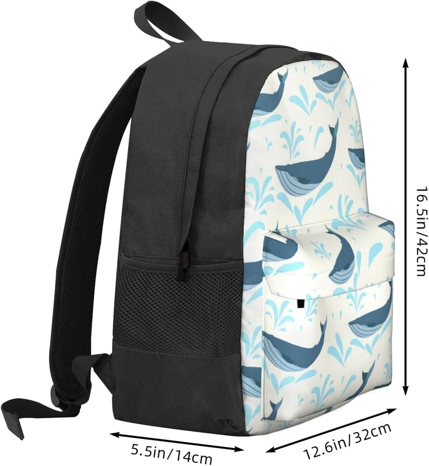 Large Capacity Leisure Travel Backpack Adjustable Strap Suitable Work Outdoor Sport for Woman Man Water Whale
