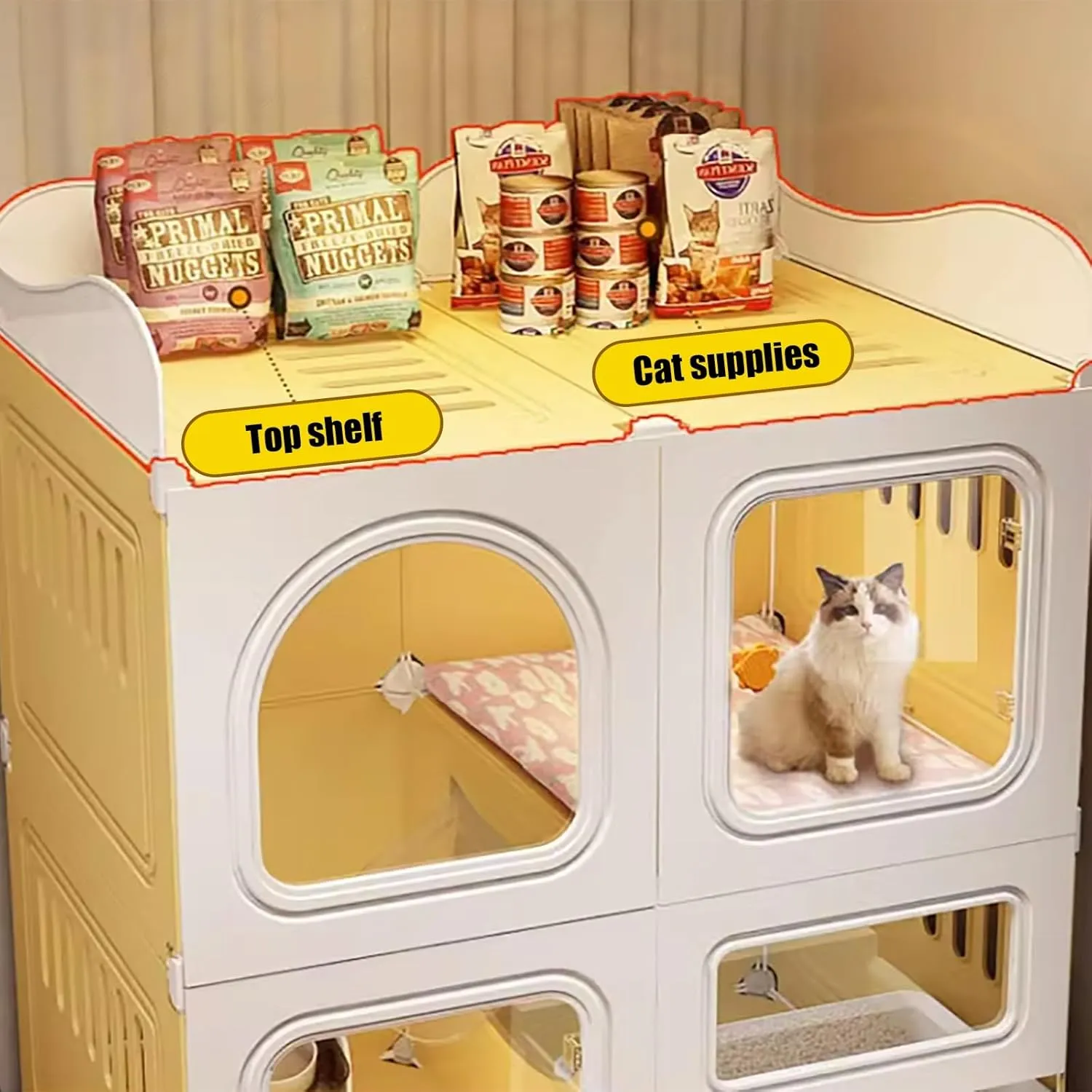 Large Cat Cage, DIY Cat Playpen, Pet Cage, with Pull-Out Cat Litter Box, Suitable for Indoor and Balcony, Easy to Assemble Cattery, Large Exercise Place Ideal F,106 * 46 * 116cm/42 * 18 * 46in