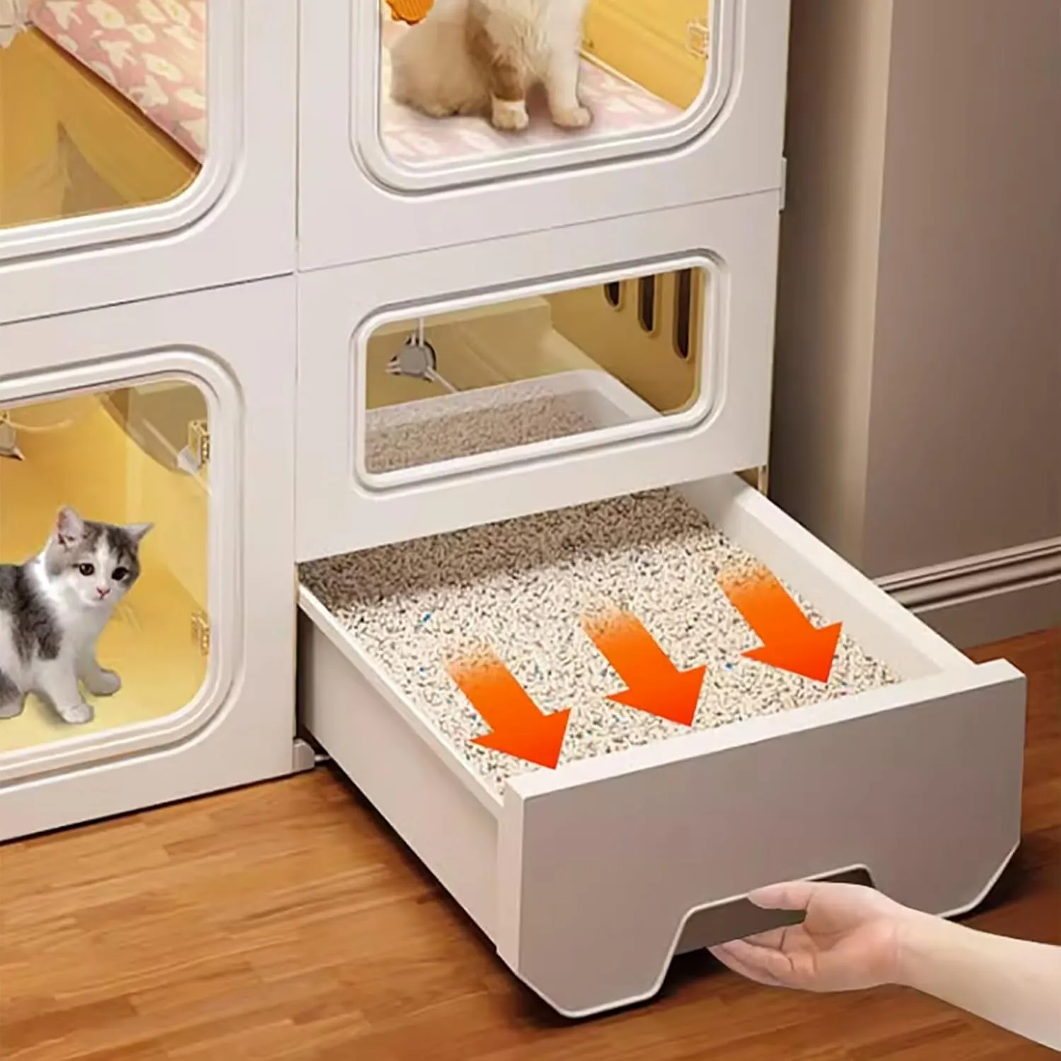 Large Cat Cage, DIY Cat Playpen, Pet Cage, with Pull-Out Cat Litter Box, Suitable for Indoor and Balcony, Easy to Assemble Cattery, Large Exercise Place Ideal F,106 * 46 * 116cm/42 * 18 * 46in