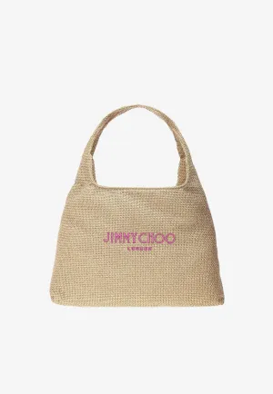 Large Diamond Raffia Tote Bag