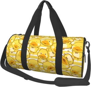 Large Duffle Bag for Travel - Cool Duck With Yellow Strip Gym Bag for Women Men, Foldable Travel Bags for Women Men with Zippered Multiple Pockets