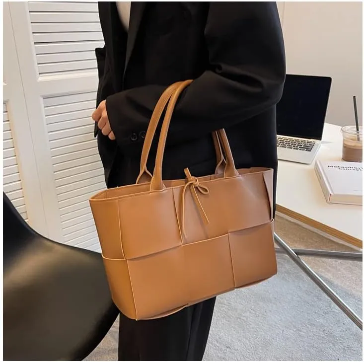 Large PU Leather Tote Bag for Women, Fashion Shoulder Bag Multiple Pockets Bags for Work Daily Travel Tote Handbag