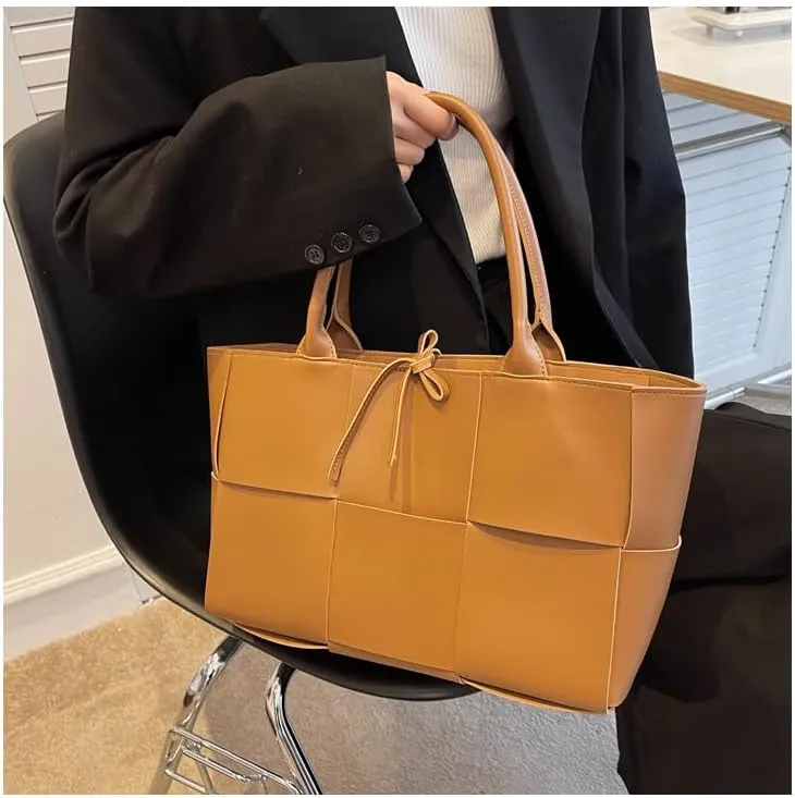 Large PU Leather Tote Bag for Women, Fashion Shoulder Bag Multiple Pockets Bags for Work Daily Travel Tote Handbag