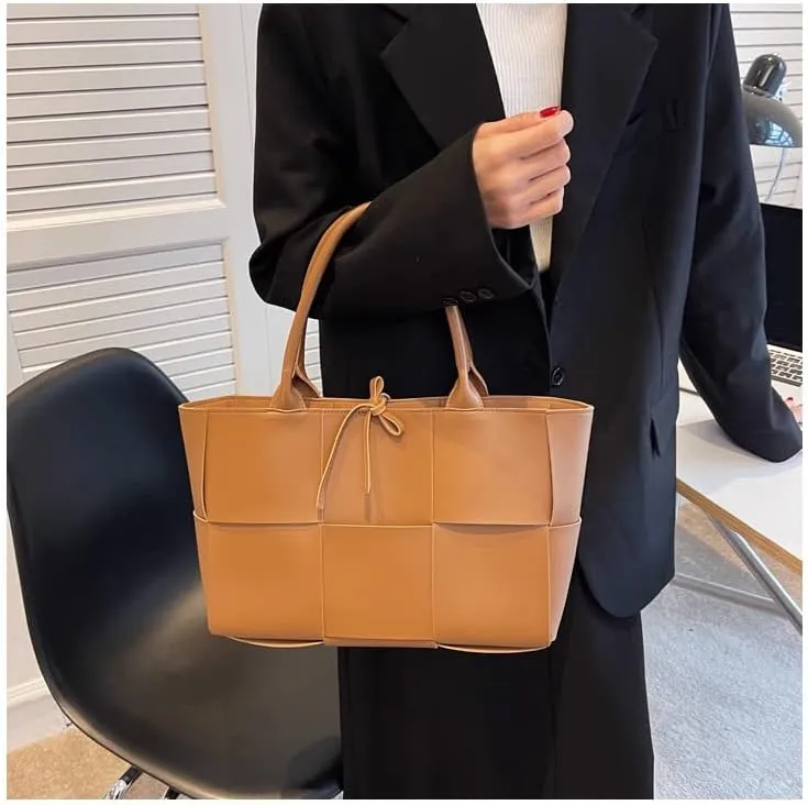 Large PU Leather Tote Bag for Women, Fashion Shoulder Bag Multiple Pockets Bags for Work Daily Travel Tote Handbag