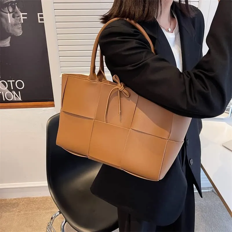 Large PU Leather Tote Bag for Women, Fashion Shoulder Bag Multiple Pockets Bags for Work Daily Travel Tote Handbag