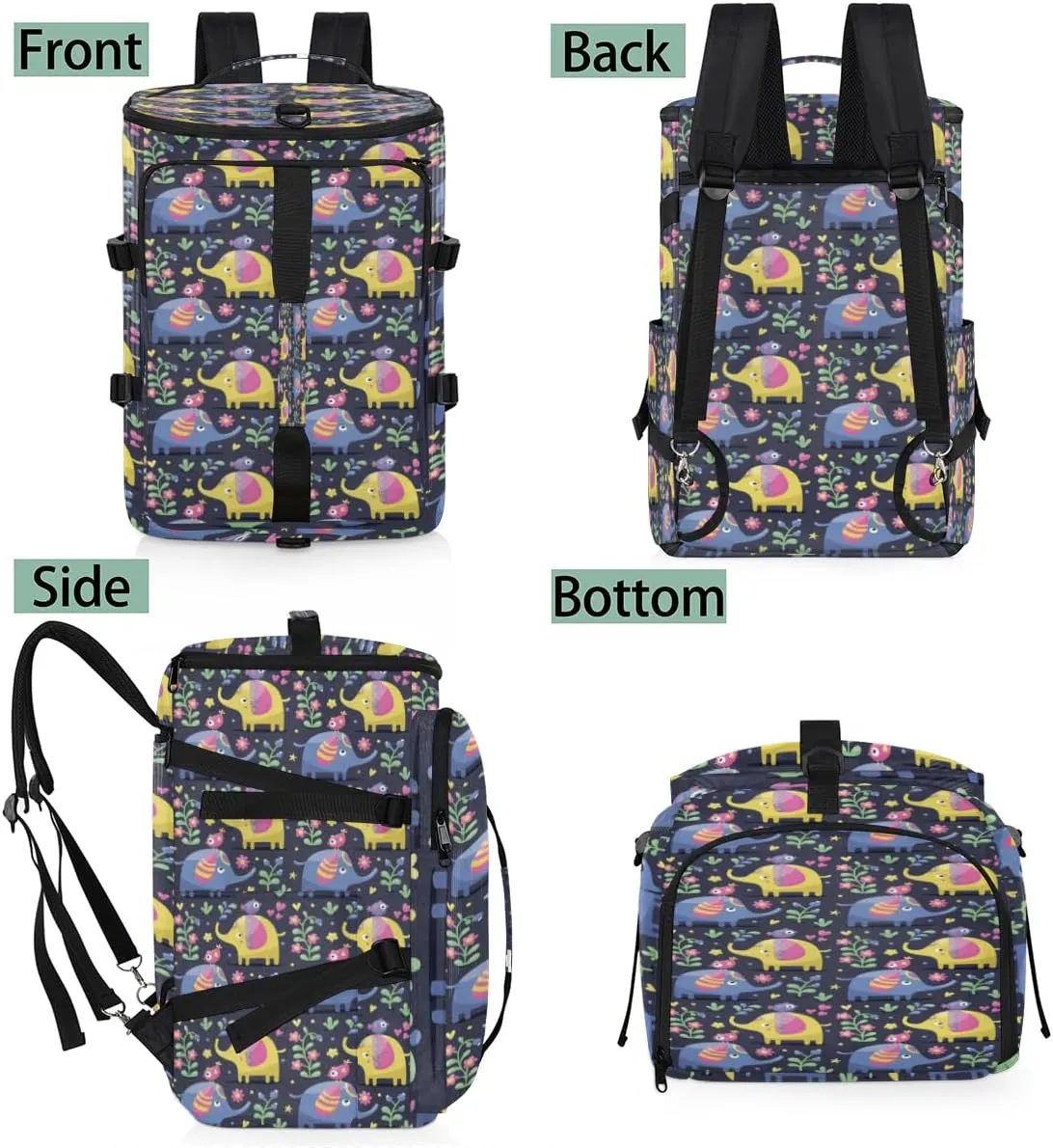 Large Sports Gym Bag With Shoe & Laptop Compartment 47L Waterproof Travel Duffel Bags for Men Women Elephant Flower Luggage Backpack Duffle Bag