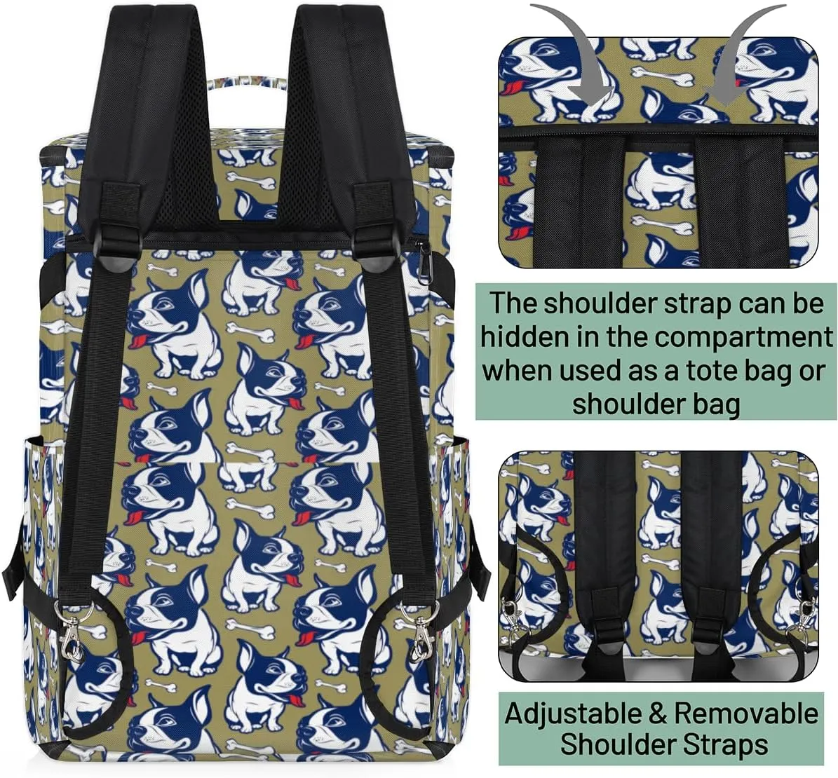Large Sports Gym Bag With Shoe & Laptop Compartment 47L Waterproof Travel Duffel Bags for Men Women French Bulldog Luggage Backpack Duffle Bag