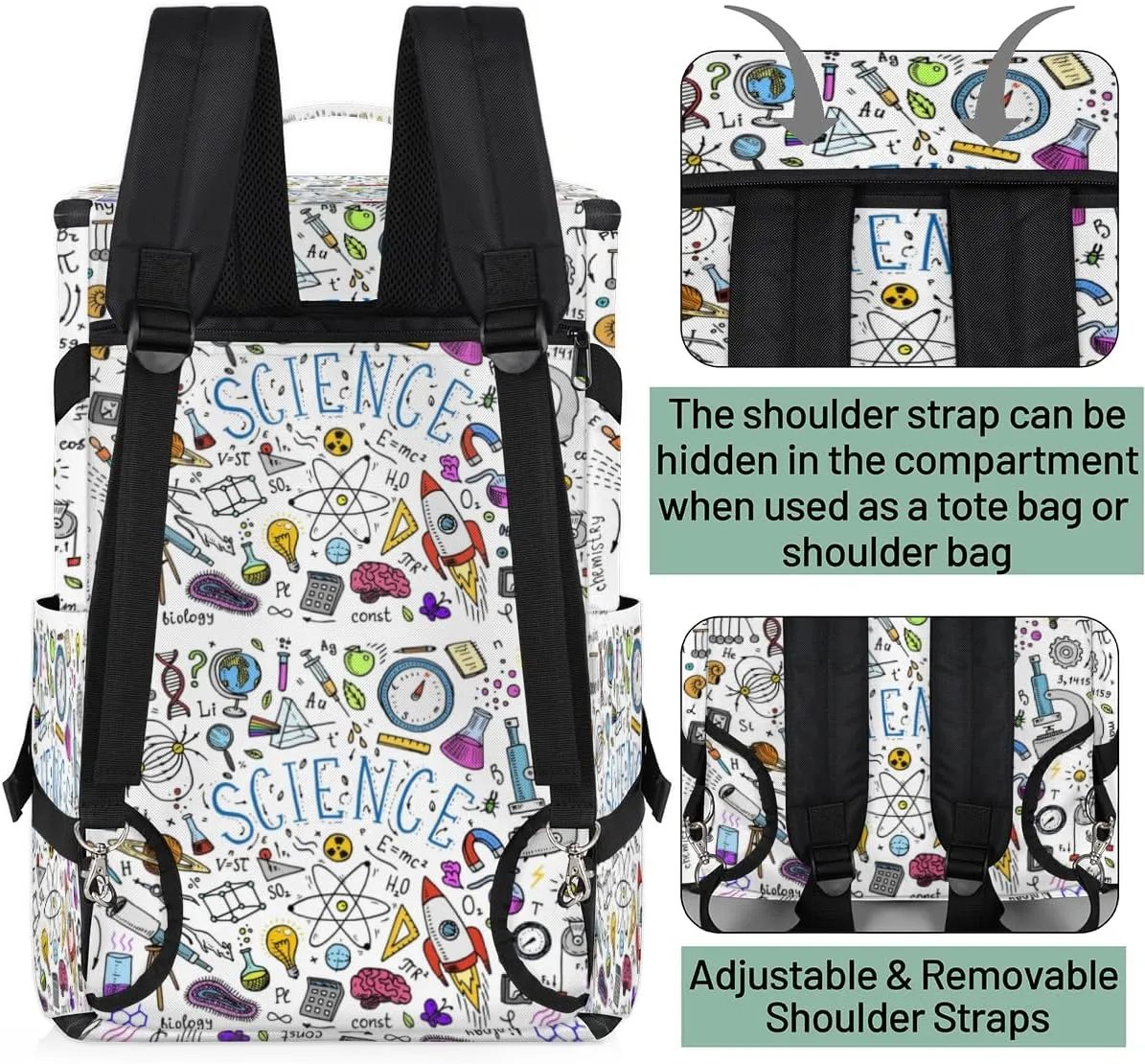 Large Sports Gym Bag With Shoe & Laptop Compartment 47L Waterproof Travel Duffel Bags for Men Women Physical Science Pattern Luggage Backpack Duffle Bag