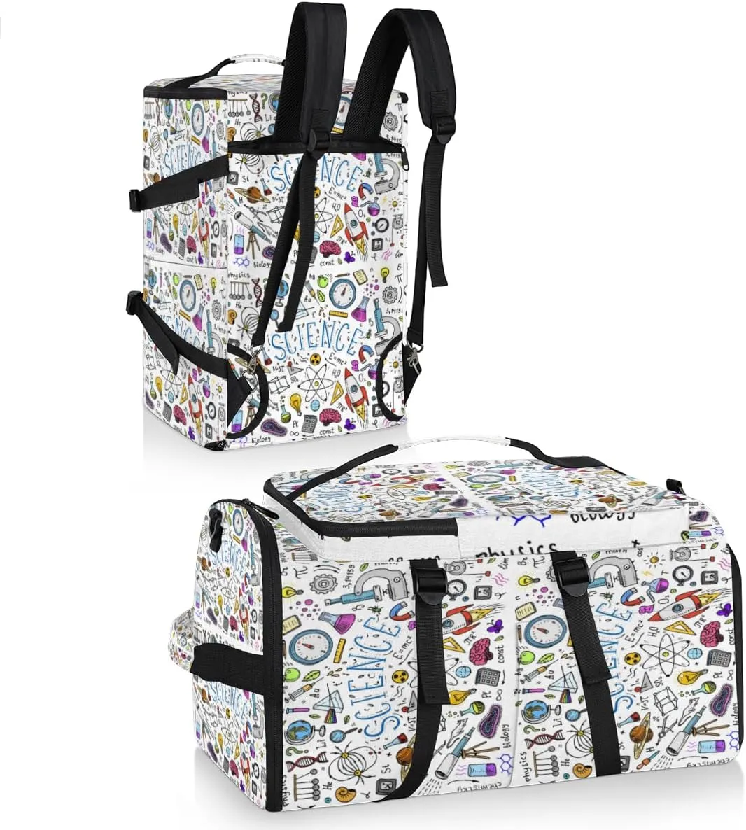 Large Sports Gym Bag With Shoe & Laptop Compartment 47L Waterproof Travel Duffel Bags for Men Women Physical Science Pattern Luggage Backpack Duffle Bag