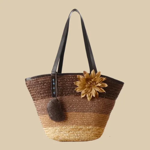 Large Straw Beach Bags | Flora