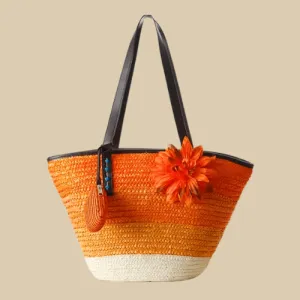 Large Straw Beach Bags | Flora