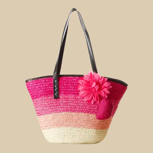 Large Straw Beach Bags | Flora