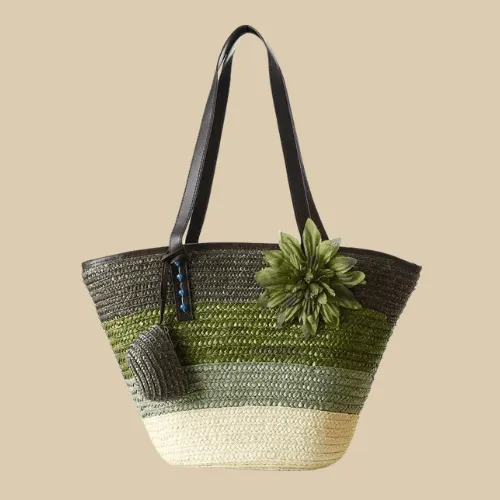 Large Straw Beach Bags | Flora