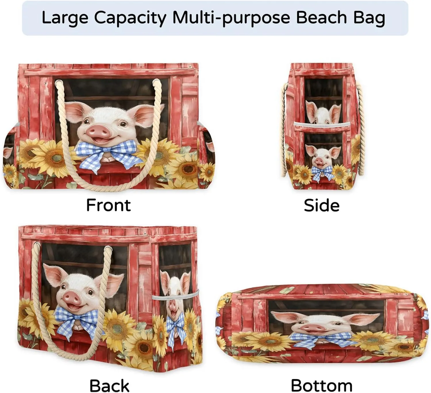 Large Tote Beach Bags for Women with Zipper Waterproof Sandproof Gym Swim Pool Grocery Travel Bag